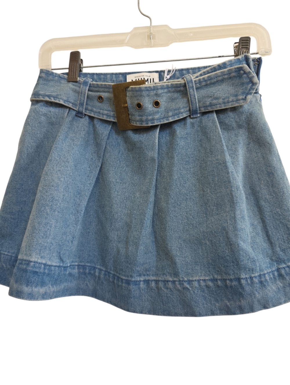 Show Me Your Mumu Lohan Denim Belted Jean Skort M NWT - Picture 8 of 9